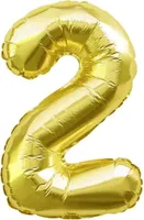 Oblique Unique 1x Folien Luftballon mit Zahl 2 Geburtstag Jubiläum Party Deko Ballon - gold
