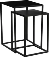 Mica Decorations Goa Beistelltisch - 2er-Set - L30 x B30 x H42 cm - Metall - Schwarz