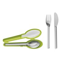 EMSA Besteck-Set Clip & Go mit Etui aus Kunststoff, grün/silber, 3-teilig (1 Set)
