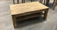 Couchtisch Eiche Massiv geölt 115 x 70 cm mit Schubkasten Wohnzimmer Tisch