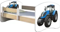 ACMA Jugendbett Kinderbett Junior-Bett Komplett-Set mit Matratze Lattenrost und Rausfallschutz Sonoma 42 Traktor 160x80
