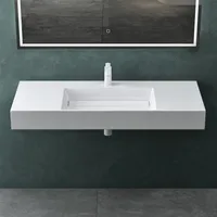 Mai & Mai Aufsatzwaschbecken Hängewaschbecken BxTxH：120x48x13cm in weiß aus Mineralguss ohne Überlauf Col12-M