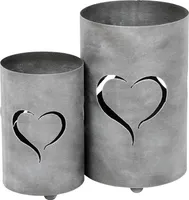 2er Set Windlicht Herz H32cm Grau Laterne Gartenleuchte Kerzenhalter Garten Deko