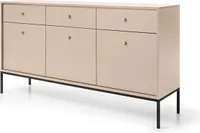 BETTSO Dreitürige Kommode MOLLY Beige mit 3 Schubladen Schwarzrahmen Moderne Kommode Wohnzimmer Flur Schlafzimmer