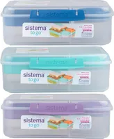 Sistema® TO GO™ Tříkomorová krabička s nádobou na jogurt a 2 tácky 1,65 l, mix