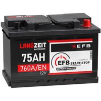 LANGZEIT Autobatterie EFB 12V 75Ah 760AEN Start-Stop Starterbatterie statt 70Ah