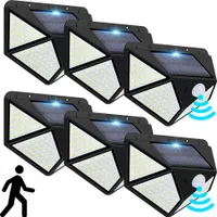 6Pc 300° 128LEDs światło słoneczne do ogrodu zewnętrznego z czujnikiem ruchu, słoneczna lampa uliczna lampa zewnętrzna oświetlenie ogrodowe białe światło