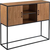 Kredens Motala 90 x 108,5 x 30 cm Komoda z 2 szafkami i półką Konsola Odcień ciemnego drewna/czarny