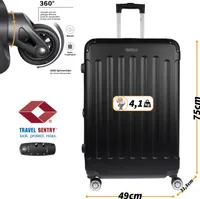 Großer XL Koffer Reisekoffer Hartschalenkoffer Reisen TSA Zahlenschloss Schwarz