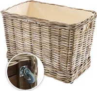Kobolo Holzkorb Kaminholzwagen mit 4 Rollen für Kaminholz Rattan Innenfutter aus Leinen