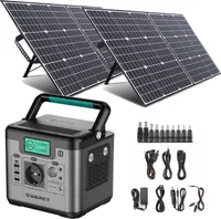 SWAREY Stromerzeuger S500 Pro mit 2x 100W Solarpanel , 518Wh Tragbares Solarspeicher Powerstation mit 500W (1000W Surge) Wechselstromsteckdosen and Solaranlagen für Autoreisen, Netzunabhängig, Stromausfälle