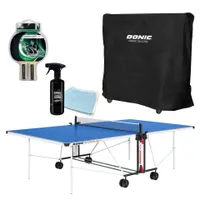 Donic Outdoor+Indoor Tischtennisplatte Roller Fun, inklusive 1 Abdeckhülle, 2 Tischtennisschläger, 1 x Tischreiniger mit Tuch, TT-Netz, Schlägerhalter