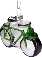 BRUBAKER Bicycle Green - Ručně malované skleněné vánoční ozdoby - ozdoby na vánoční stromeček figurky vtipná dekorace přívěsek stromeček ozdoby - 7 cm