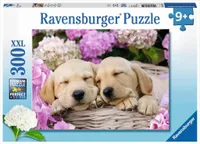 Ravensburger Kinderpuzzle - 13235 Süße Hunde im Körbchen - Hunde-Puzzle für Kinder ab 9 Jahren, mit 300 Teilen im XXL-Format