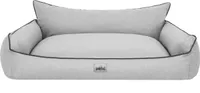 Orthopädisches Hundebett JOKER Bett Hund Sofa Schlafplatz Korb Matratze Tierbett XXXL 132x106 cm aschengrau optisch wie Leinen