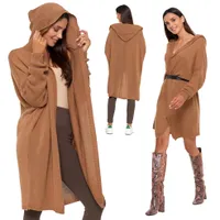 Moraj Damen Strickjacke Longpullover Cardigan Langarm Oversize Baggy Pullover 6000-001 - Beige