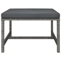 vidaXL Modular-Fußhocker mit Kissen Grau Poly Rattan