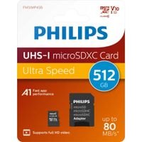 Philips MicroSDXC Card     512GB Class 10 UHS-I U1 incl. Adapter