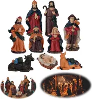 XL Krippenfiguren Set 9 Figuren 15cm groß / hoch Traditionell Handbemalt Krippe Krippenset Weihnachten Krippe Maria Josef Jesus 9-teilig Deko