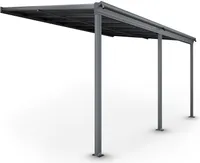Juskys Terrassenüberdachung Borneo 4x3 m – Aluminium Terrassendach mit Doppelstegplatten Sonnenschutz Wandmontage Überdachung für Terrassen Anthrazit