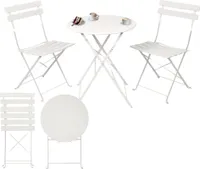 Albatros bistro set 3-dílný bílý - bistro stůl se 2 židlemi - skládací židle a stůl z robustního kovu - ideální jako balkonový nebo zahradní nábytek v moderním designu