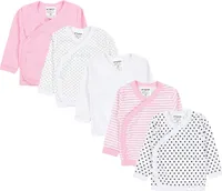 TupTam Baby Mädchen Langarm Wickelshirt Baumwolle 5er Set, Farbe: Mehrfarbig 6, Größe: 50