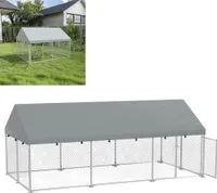 XMTECH výběh pro kuřata 400x200x165 cm Velký výběh s kovovým rámem a ochranou proti slunci pro kuřata, kachny a malá zvířata