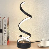 ZMH Lampka nocna LED ze ściemniaczem dotykowym - 12W Nowoczesna lampa stołowa do salonu z kablem 1,6M Czarna lampka biurkowa w kształcie spirali Lampka nocna do sypialni Pokój dziecięcy