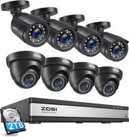 ZOSI 16CH 1080P Überwachungskamera Set, 8 Aussen Kamera Überwachung System 2TB HDD, IP66 Wasserdicht