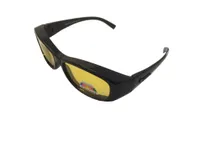 Figuretta Nacht-Überbrille in schwarz mit gelben Gläsern aus der TV Werbung Schutz Optik Style Brille Getönt Sonnenschutz Sommer Sonne Urlaub Style Sonnenschein