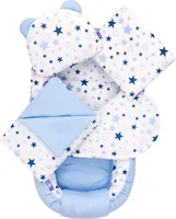 JUKKI Baby Nestchen 5tlg BAUMWOLLE SET für Neugeborene [Milky Way] 2seitig 100x55cm Babynest + Matratze + Decke + 2xKissen