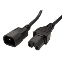 VALUE Kabel síťový prodlužovací, IEC320 C14 - IEC320 C15, 1,8m, černý (19.99.1122)