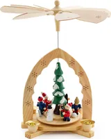 BRUBAKER 1-patrová dřevěná vánoční pyramida - 30 cm - vánoční stromek se zimní scénou
