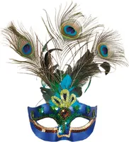O46076 Pfau Maske Pfauenmaske Vogelmaske Federmaske