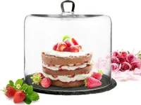 Glasglocke auf Schieferplatte 28x25cm Kuchenglocke Käseglocke Tortenplatte Haube