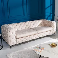 riess-ambiente Chesterfield 3er Sofa MODERN BAROCK 235cm champagner beige Samt Federkern 3-Sitzer Sofa Couch Dreisitzer