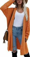 ASKSA Damen Strickmantel Lang Fledermausärmel strickcardigan Pullover Outwear, Gelb, XL
