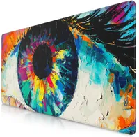 Titanwolf Gaming Mauspad XXL, 900 x 400 x 3 mm, Schreibtischunterlage, abwaschbar, rutschfeste Rückseite, Geschwindigkeit & Präzision, Oilpaint-Eye