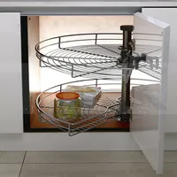 2-úrovňový 270° otočný kuchyňský regál Rohový úložný regál Skříňka do kuchyně ∅710mm