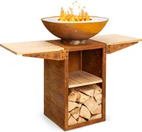 Blumfeldt Feuerschale, Tragbare Feuerschalen für den Garten, Outdoor Feuerstelle, Feuerschalen mit Grillrost, Feuerschale Groß, Gartenfeuerschale für Balkon & Terrasse, 122 x 91 x 60 cm