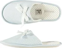 Damen Pantoffel blau gepunktet mit Schleife