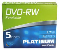 Platinum DVD-RW 4.7GB Rohlinge (4x Speed) im 5er Slimcase 100300