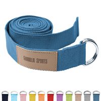 GORILLA SPORTS® Yogagurt - 100 % Baumwolle, mit Verschluss aus Metall, einstellbarer D-Ring Schnalle, Türkis - Yoga Band, Stretch Band, Yoga-Gürtel, Pilates Yoga Strap, Hilfsmittel für Dehnung