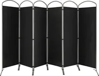 COSTWAY 331 x 188cm Raumteiler, Paravent faltbar und abnehmbar, Trennwand 6 teilig, Sichtschutz für Büro, Schlafzimmer und Wohnzimmer (Schwarz)