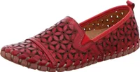 Gemini leichte Damen Slipper Leder Mokassin mit florales Lochmuster 031174-02, Größe:38 EU, Farbe:Rot
