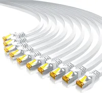 Primewire 10x LAN-Kabel CAT.7, RJ-45 (Ethernet), CAT 7 Flachband U/FTP Gigabit Netzwerkkabel 10 Gbit/s Patchkabel - 0,25m