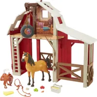 Spirit Pferdestall Spielset mit Pferd Spirit, 3 Spielbereiche, 10 Spielteile
