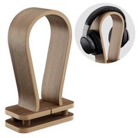 Navaris Universal Holz Kopfhörerhalter mit Kabelhalterung - Kopfhörer Halter Headset Halterung - Kopfhörerständer Headphone Stand - Walnussholz