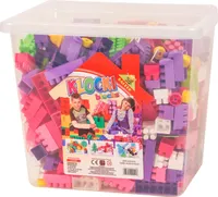 Stavebné kocky veľké pre dievčatá 500 ELEMENTS BOX S KOLESAMI