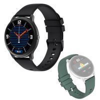 Fine Life Pro KW66 Smartwatch, 1,28" 3D HD Curved Screen Bluetooth-Uhr, 13 Sportmodi, IP68 wasserdicht, grüne und schwarze Armband